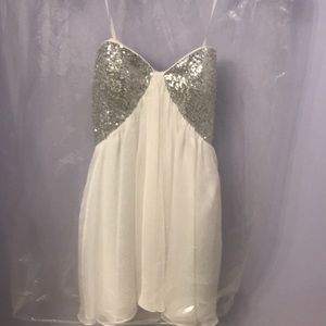 Silver and white dress